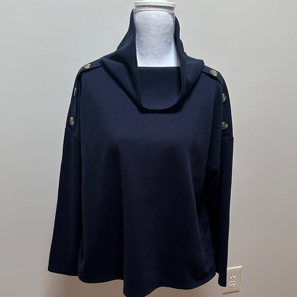 Ann Taylor Factory Dark Blue Cowl Neck Sweater